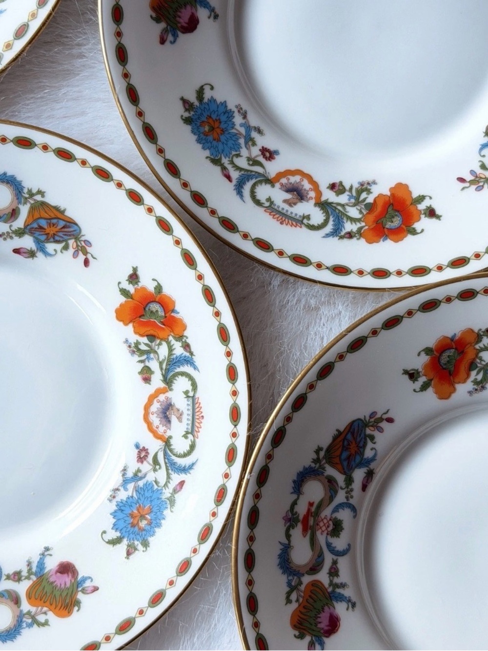 Set of 8 Vintage Ceralene A. Raynaud Vieux Chine Limoges France Saucers - Picture 3 of 6